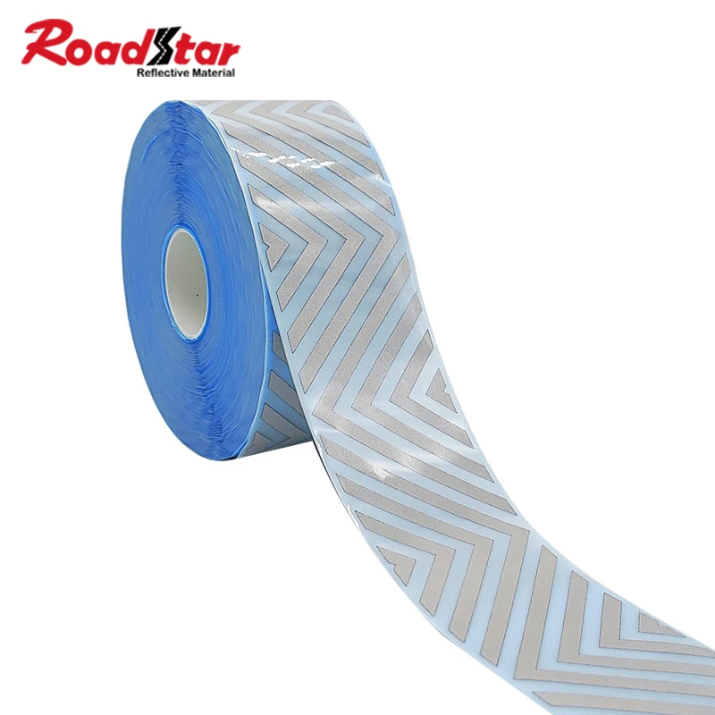 

Roadstar High Silver Triangular Wave Pattern Elastic Reflective Heat Transfer Vinyl Film Iron on Clothes Bag Warning Tape