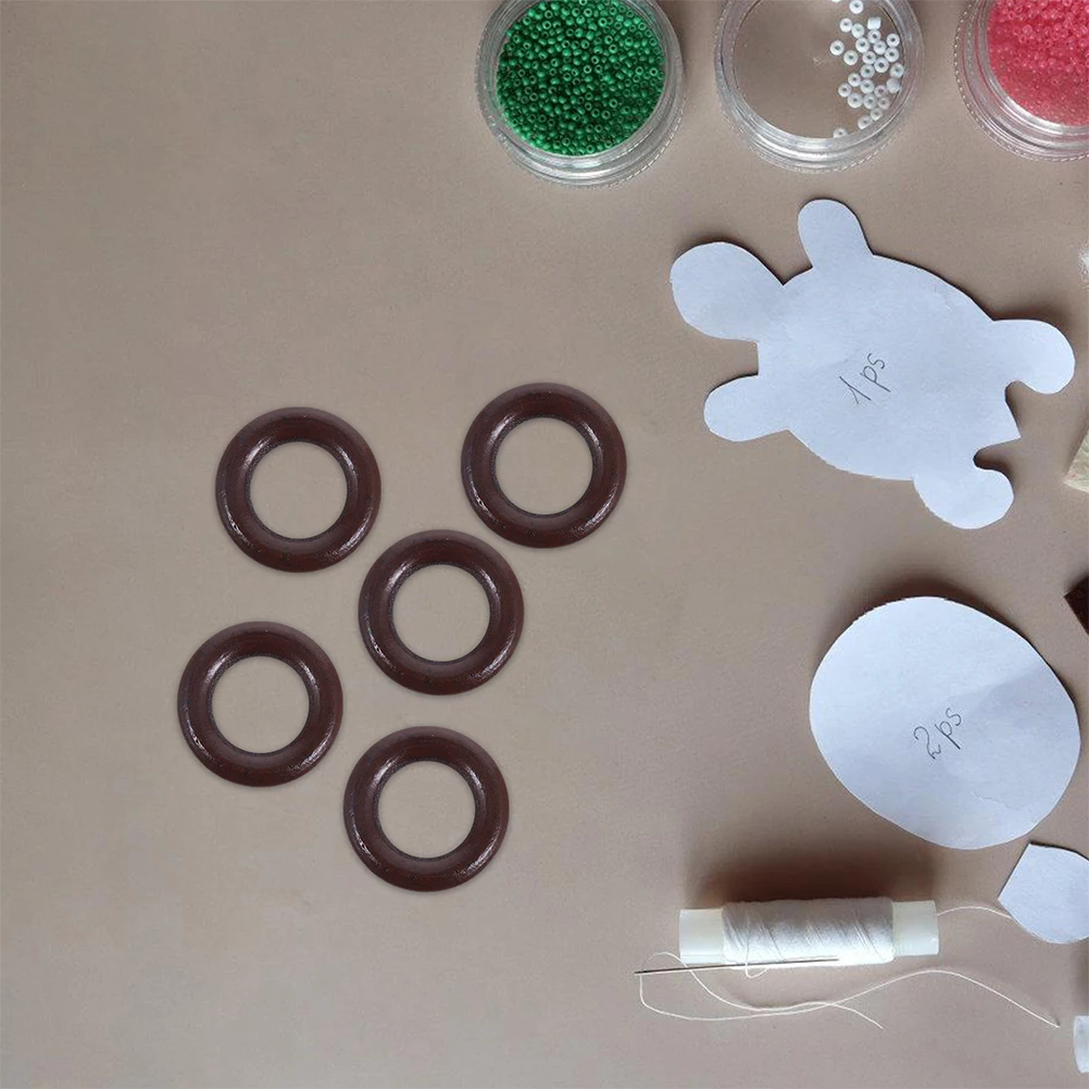 

50pcs Wooden Accessories Deep Natural Wood Rings Coffee Hemu Wood Craft Connectors DIY Jewelry Projects Small Circles