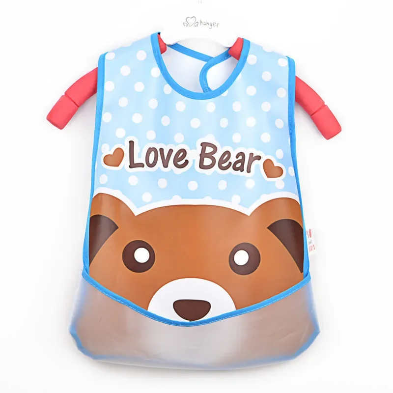 Bavoir réglable en plastique pour bébé, tablier imperméable pour le déjeuner, motif dessin animé