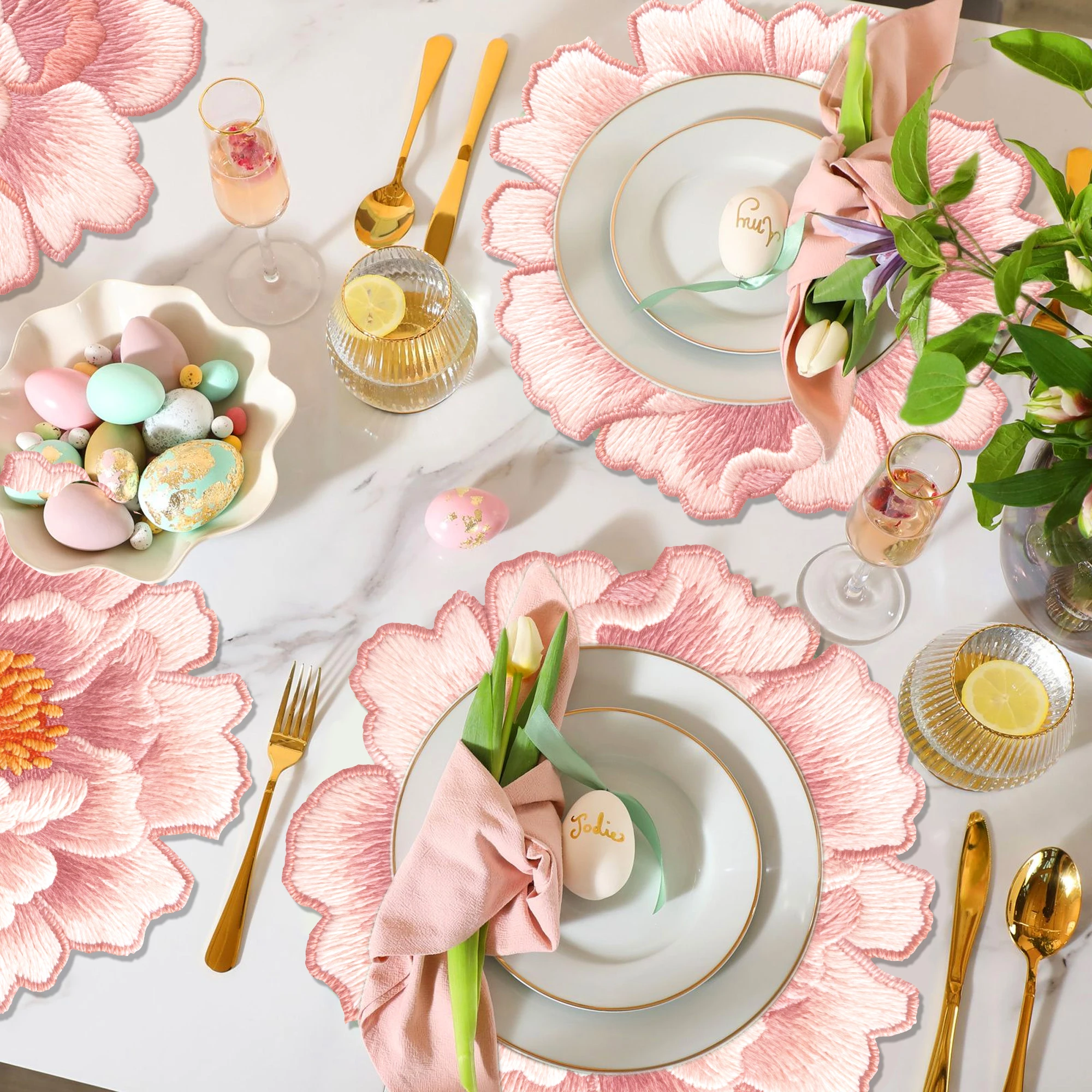 10pcs Spring Flower Disposable Placemat Set Table Mats Dining Table Pats For Wedding Decoration Birthday Party Supplies