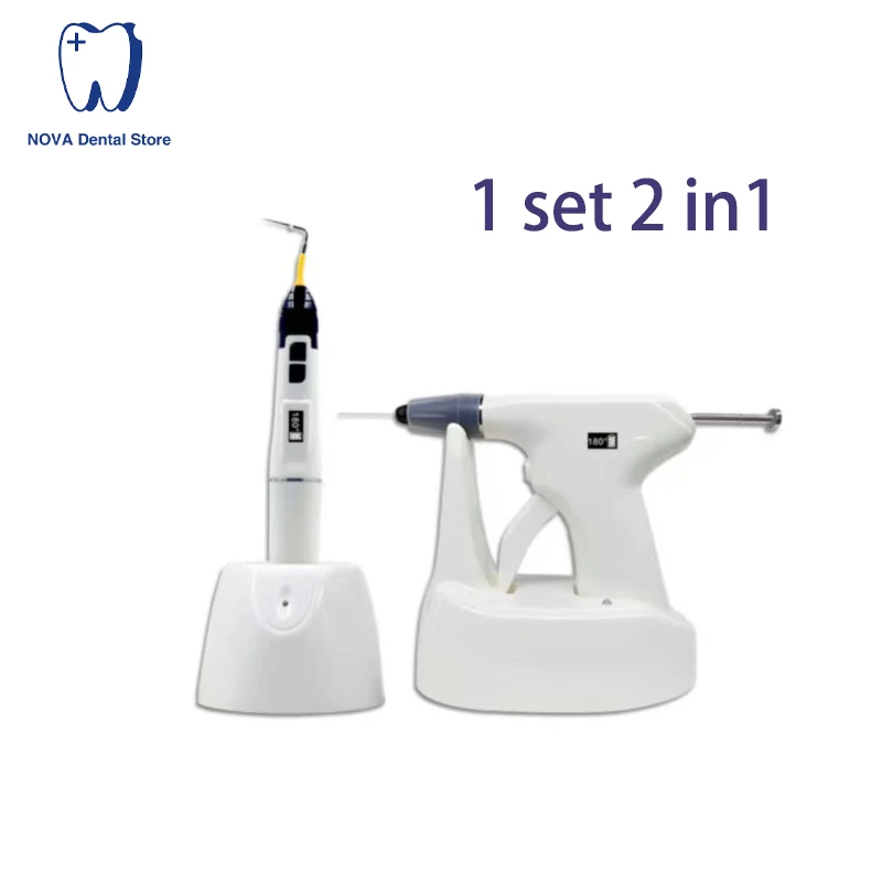 Dental Endo Obturation System Gun 2 in 1 Hot Melt Filling Gun Pen Heated Pen Percha Gutta Tips Wireless Dental hot melt set