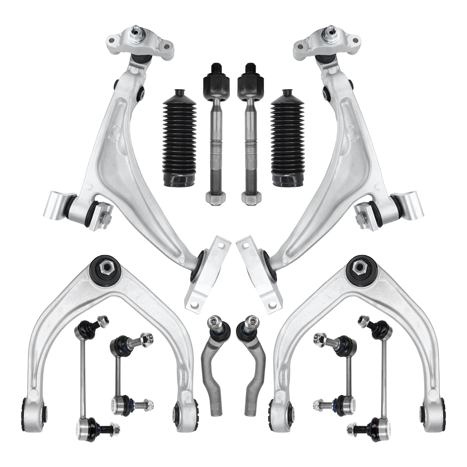 AzbuStag 14 Pcs Lower Upper Front Control Arm with Ball Joint Tie Rod Boot Sway Bar Fits for XC90 2016-2020 XC60 2018-2019