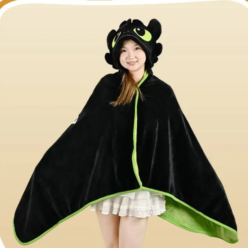 Universal Studios Toothless Night Fury Cartoon Hooded Blanket Shawl, Cozy Warm Nap & AC Throw, Birthday Gift