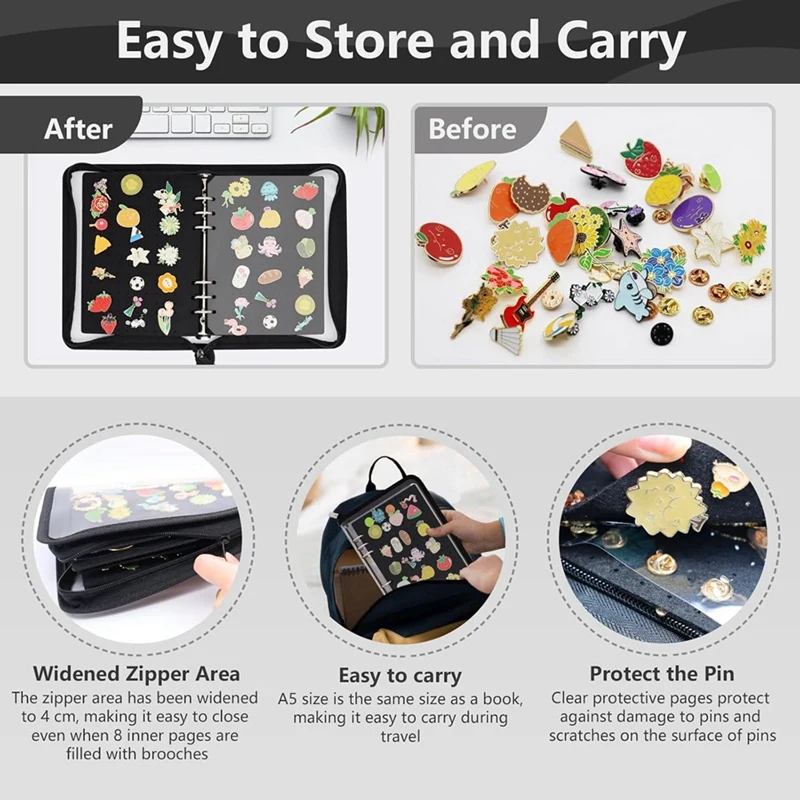 Enamel Pin Display Book with 8 Pages Transaction Storage Collection Trading Pins Board Organizer Binder Retail