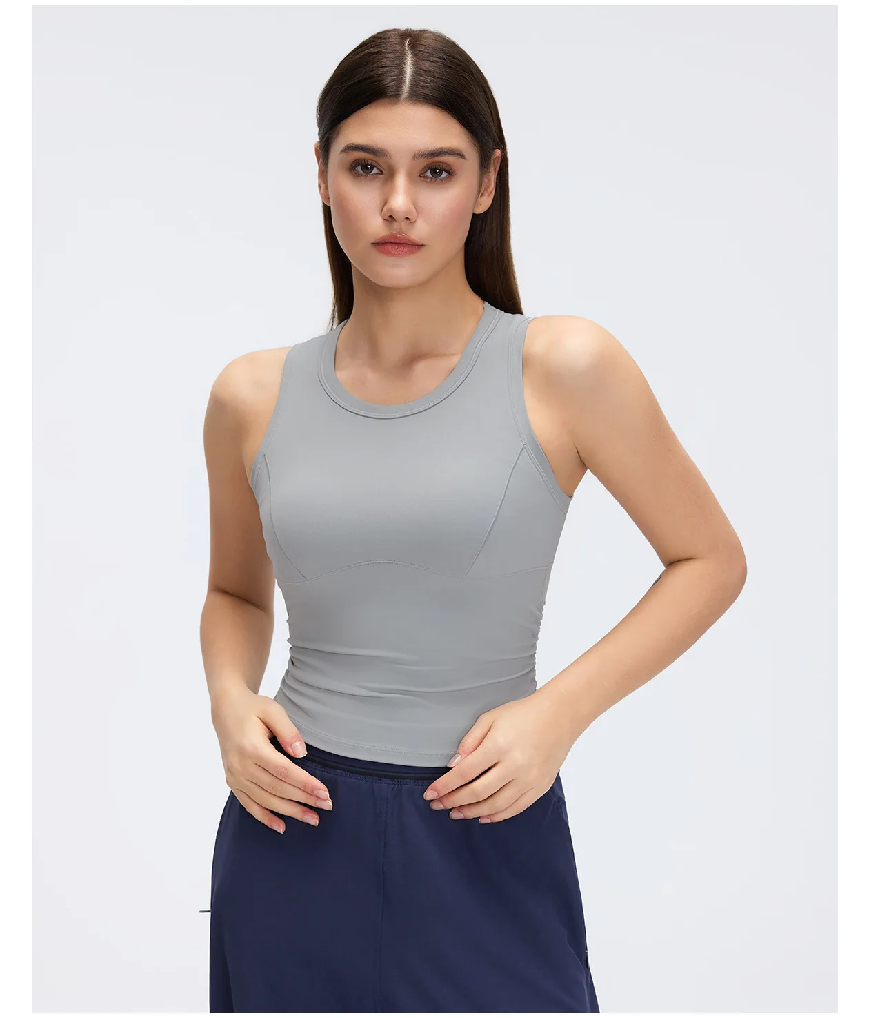 Women's Semi Fixed Cup Sports Vest for Outdoor Fitness Training Running Cycling - Slimming Tight Fitting Short Top