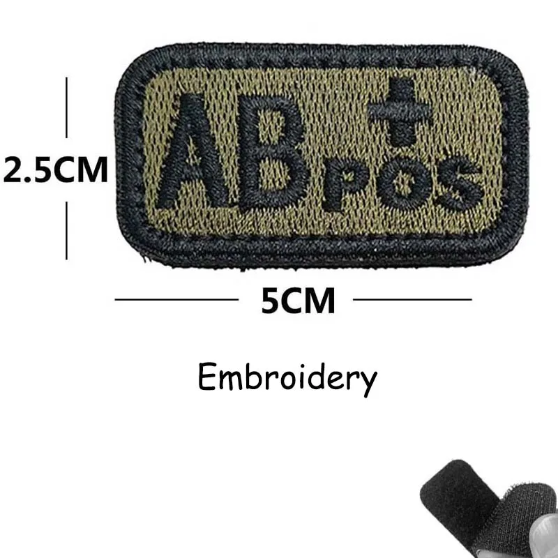 1/2 Stück, A B AB O POS-NEG Blutgruppen-Abzeichen, Stoffapplikation, Stickerei, Klettverschluss-Patches, militärischer taktischer Patch für Rucksäcke