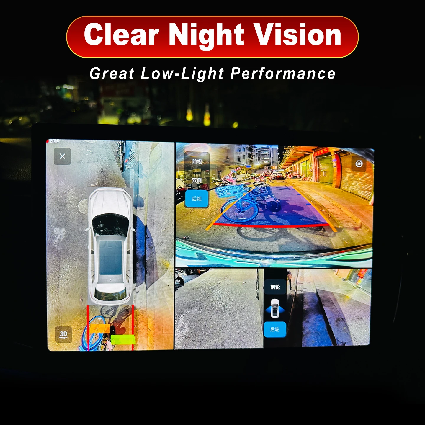 Car 360 Panoramic 3D AHD1080P/720P Dual Modes Universal Camera Surround View 4 Cameras for Android and with 360APP Night Vision
