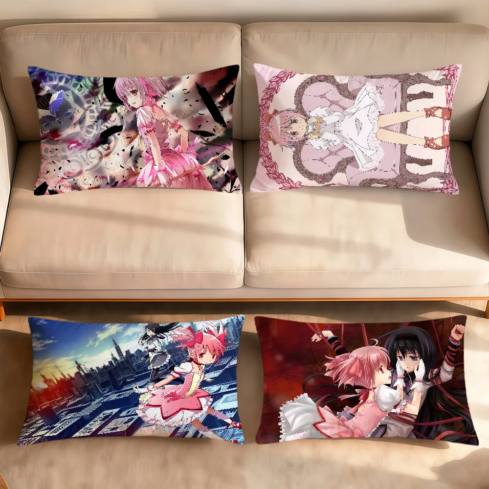 Cute Anime Girl M-Madoka Neko Kaname Magica Cushion Cover Rectangle Home Sofa Living Room Coffee Shop Hogar Decor Pillowcase