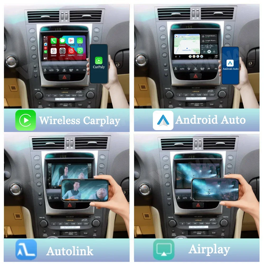 Viknav Linux System For Lexus GS 2007-2008 OEM Screen LVDS Decoder Interface Box Multimedia Android Auto Wireless Apple Carplay