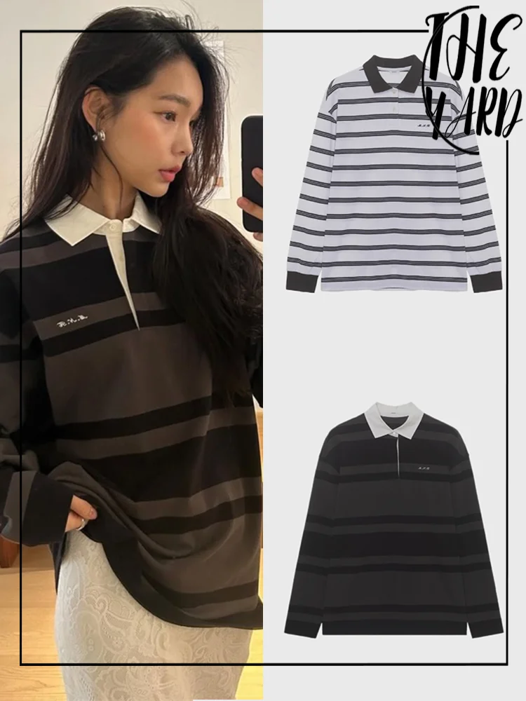 

Женская футболка Monoha Handpied Store Long Sve, свободная полосатая футболка, новинка 25, ленивый цвет, дизайн Blo, прямой крой