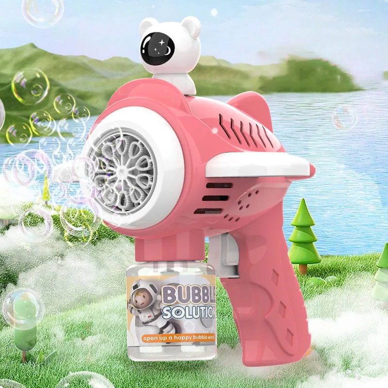 ปืนฟองสบู่สำหรับเด็กเครื่องเป่าสบู่อัตโนมัติพร้อมไฟสำหรับปาร์ตี้กลางแจ้งของขวัญสำหรับเด็กใหม่สำหรับเด็กเล่นเกม