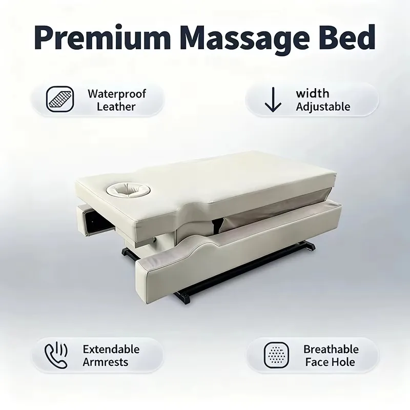 Electrically Adjusted Width 900 Mm To 1300 Mm Easy Clean Massage Bed Table For Luxurious Hotel Massage Spa Center