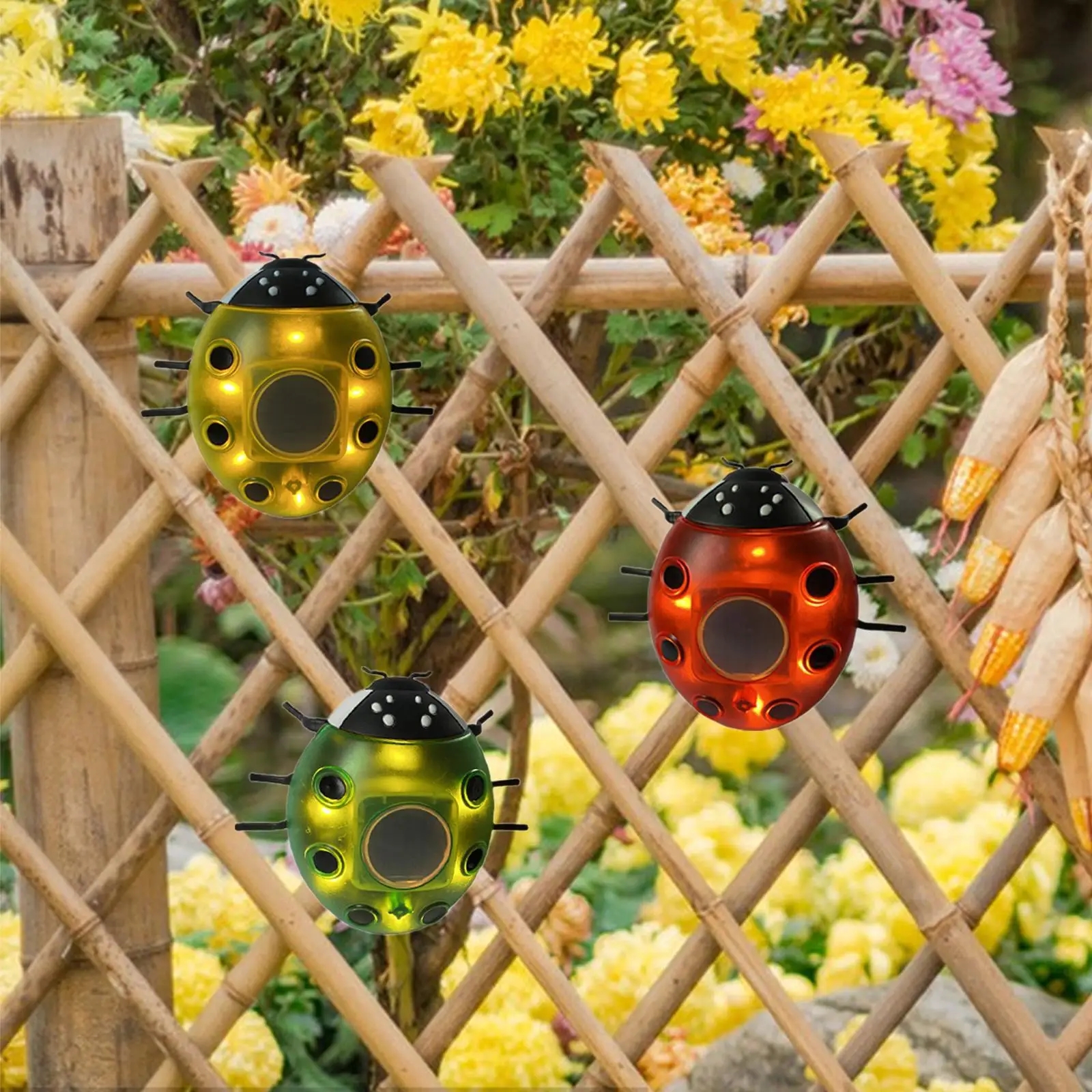 

3x Solar Ladybug Light Garden Decor Outdoor Statue for Outside Yard Balcony