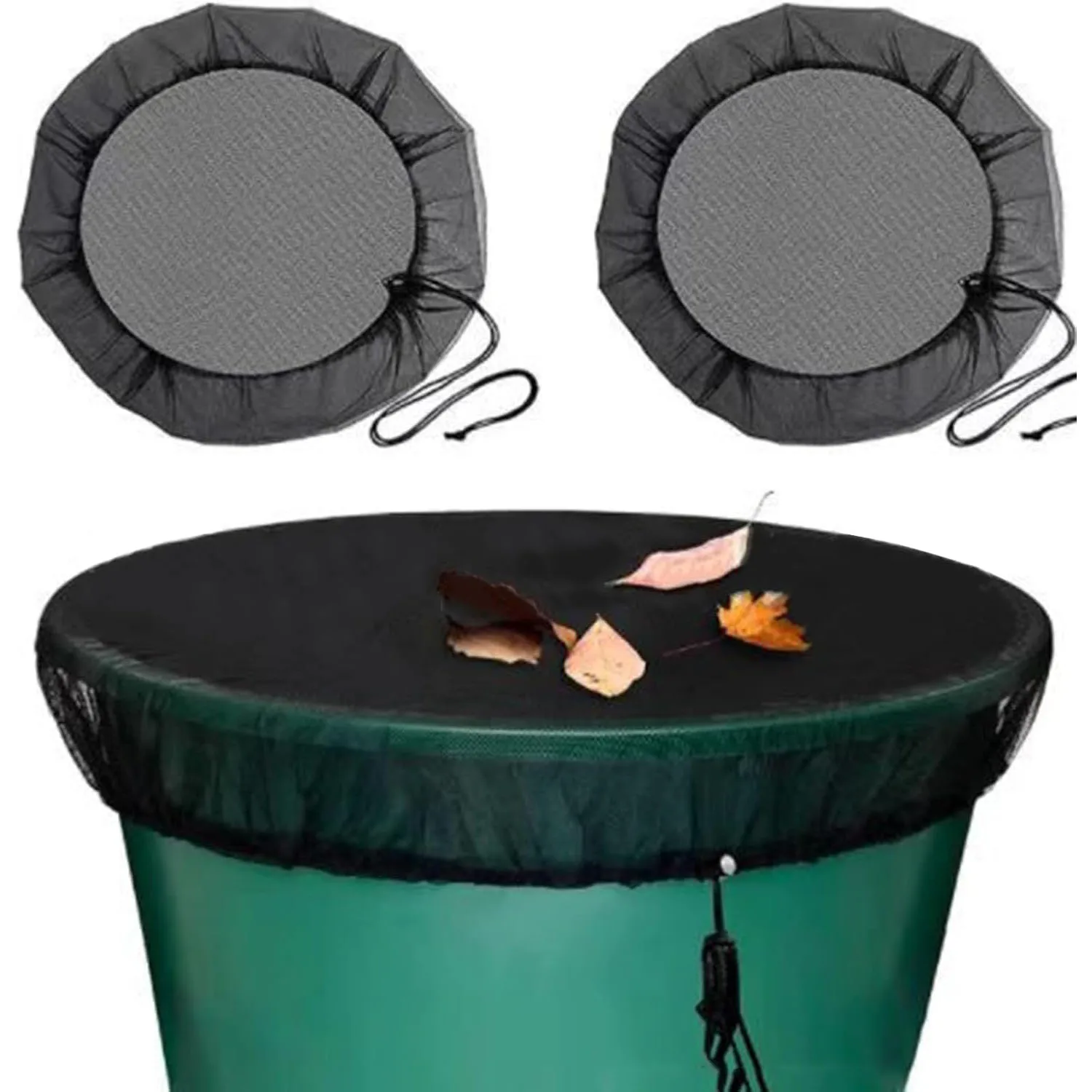 1pc 59/94/100cm Outdoor Mesh Cover Rain Barrels with Drawstring Water Collection Buckets Cover for Tank Protect Garden Camping