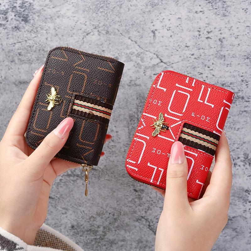 

Anti-Magnetic Card Holder Women's Cute Student Korean Style Driving License Document Wallet Zipper Accordion Design Integrated