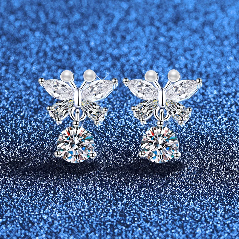 

PT950 Butterfly Elegance Earrings Luxury Platinum Drop Earrings Hypoallergenic Women's Jewelry B2B Wholesale Collection