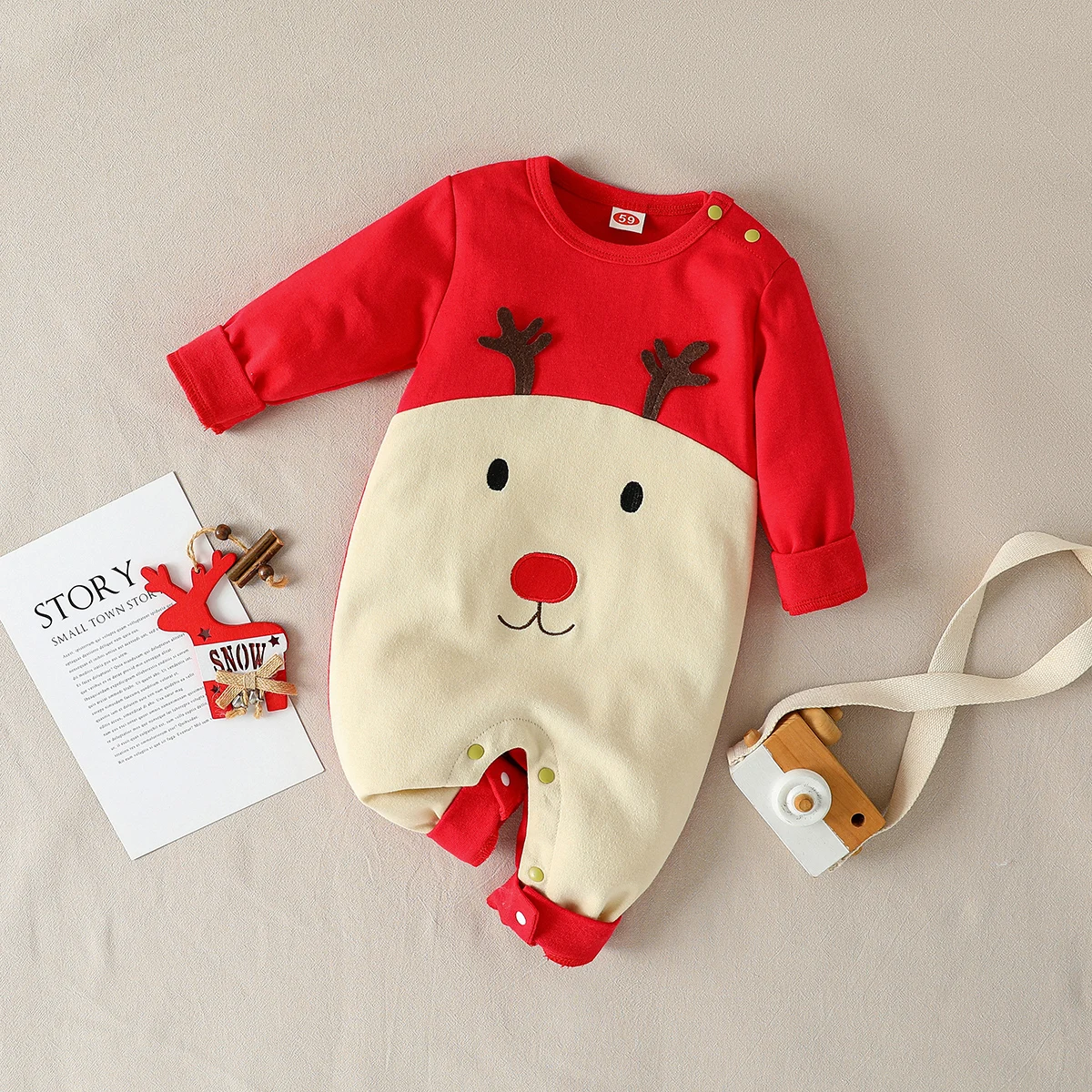 2025 New Christmas Costume Toddler Baby Boys Girls Romper Long Sleeve Cotton For Newborn Cartoon Print Infant Daily Jumpsuit
