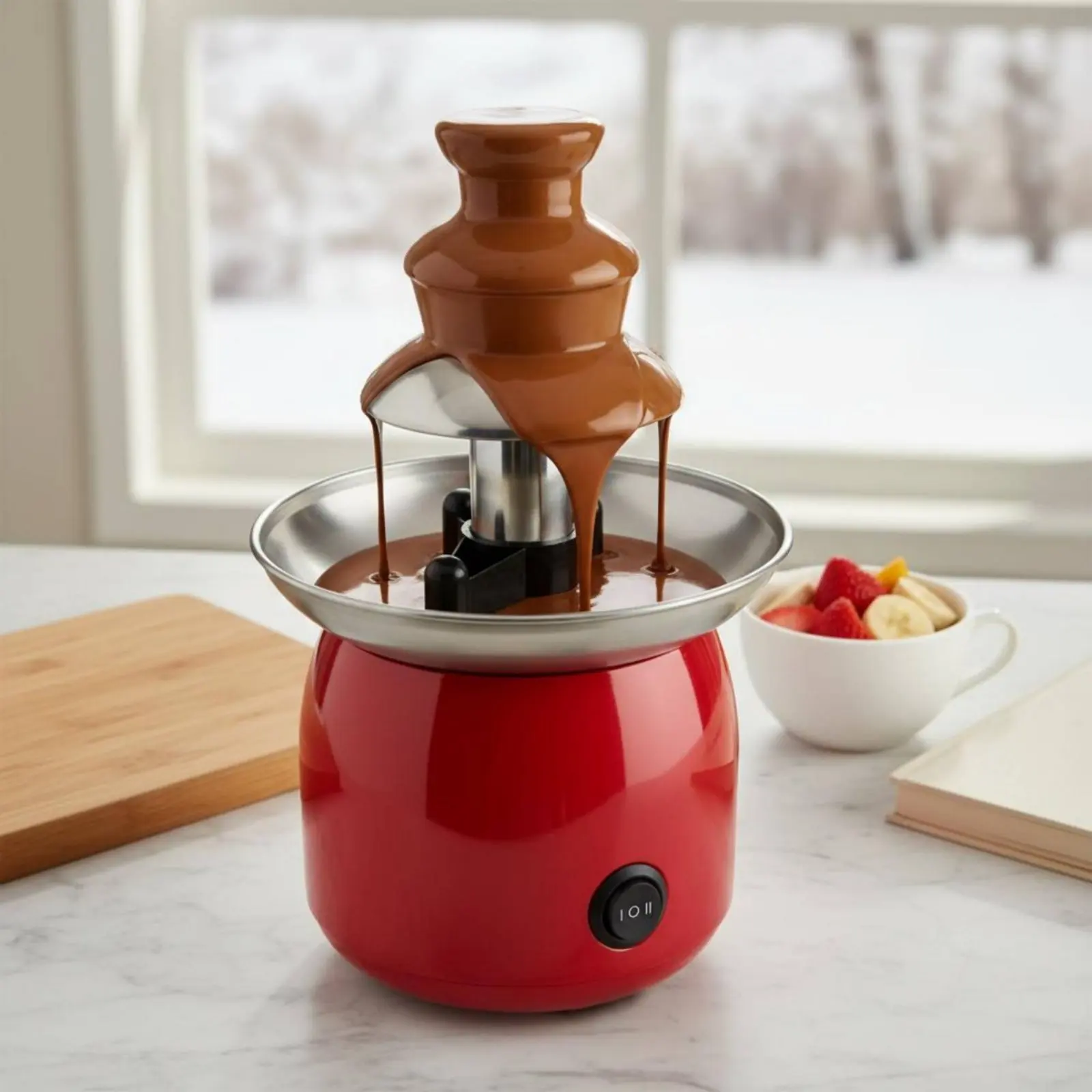 3-Tier Chocolate Fountain Removable Automatic Chocolate Fountain Heating Stainless Steel Tray for Buffet, Celebration