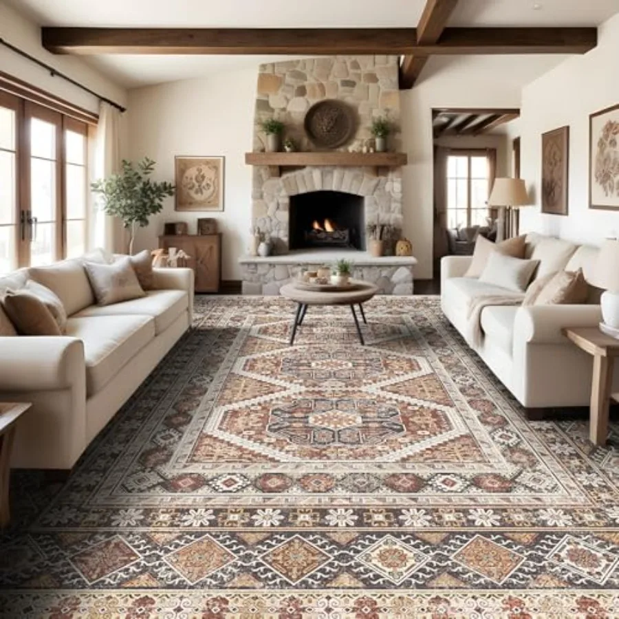 

Large Rugs for Living Room: 10x14 Area Rugs Farmhouse Indoor Machine Washable Rug NonSlip with Rubber Backed Oriental Carpets 1
