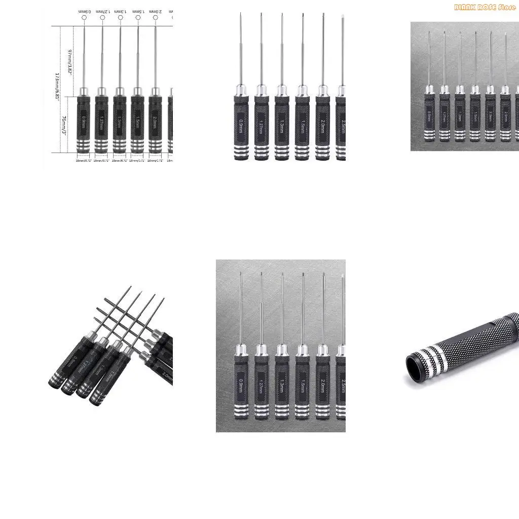 K1AE 7x Hexagon Screwdriver Tool Set Multi-function Allen Driver for RC Helicopter Aircraft Model Repair Tool