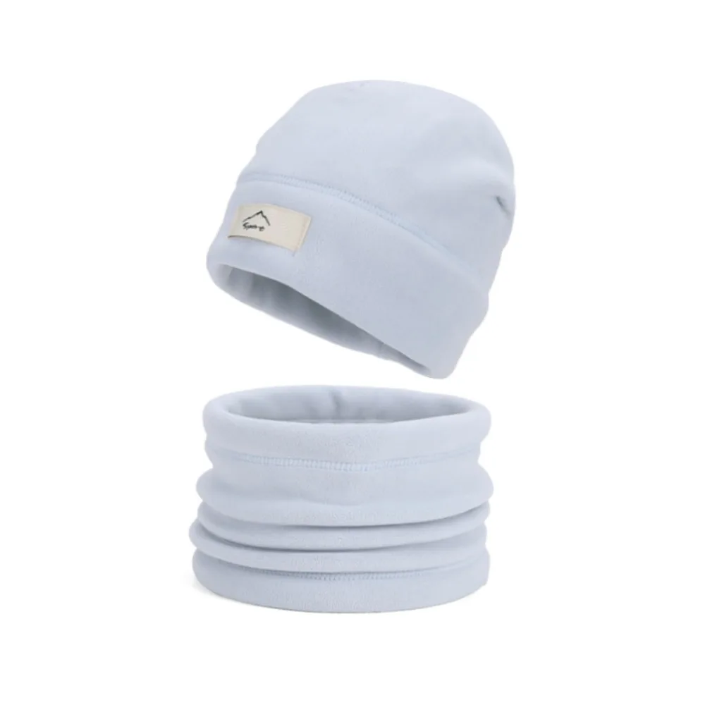 

Personality Elastic Cap Scarf Set Solid Color Korean Style Compact Scarf Dome All-match Winter Pullover Cap Boys