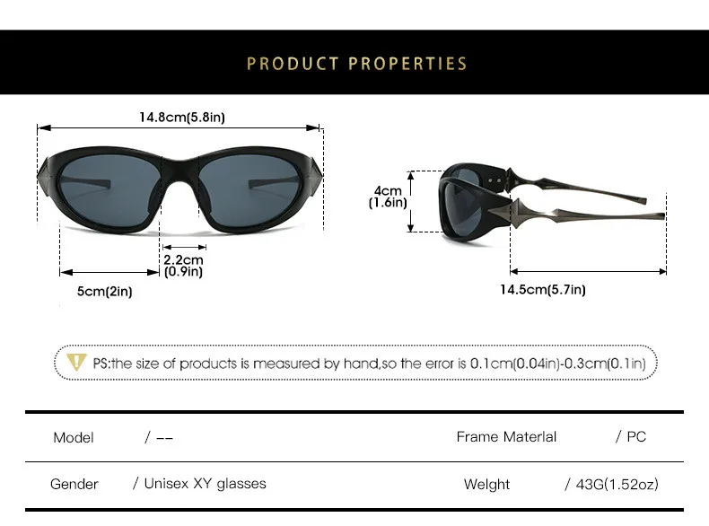 Steampunk Cat Eye Sonnenbrille Frauen neue Mode übergroße Punk Sonnenbrille für Damen Retro 2000's Brille y2k Accessoires – Detail 7