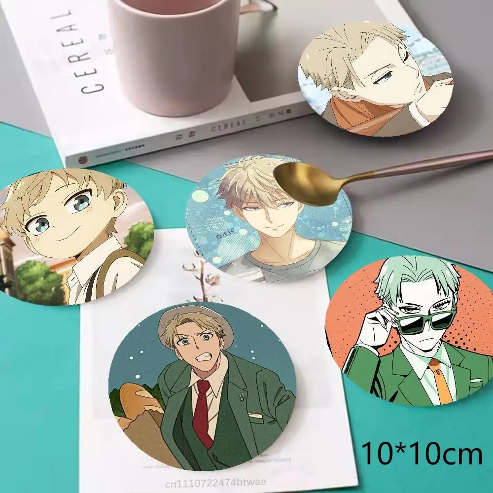 S-Spy Family Loid Forger Twilight Wood Coaster Mug Tea Coffee Cup Pad Heat Resistant Placemats Tableware Decoration