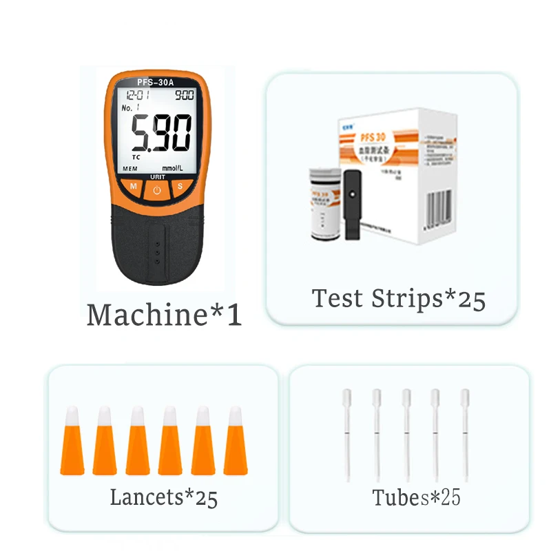 Urit 5-in-1 lipidprofielmeter Teststrips Totaal cholesterol Triglycerid Dichtheid Lipoprotein TC HDL TG Testanalysator PFS 30A