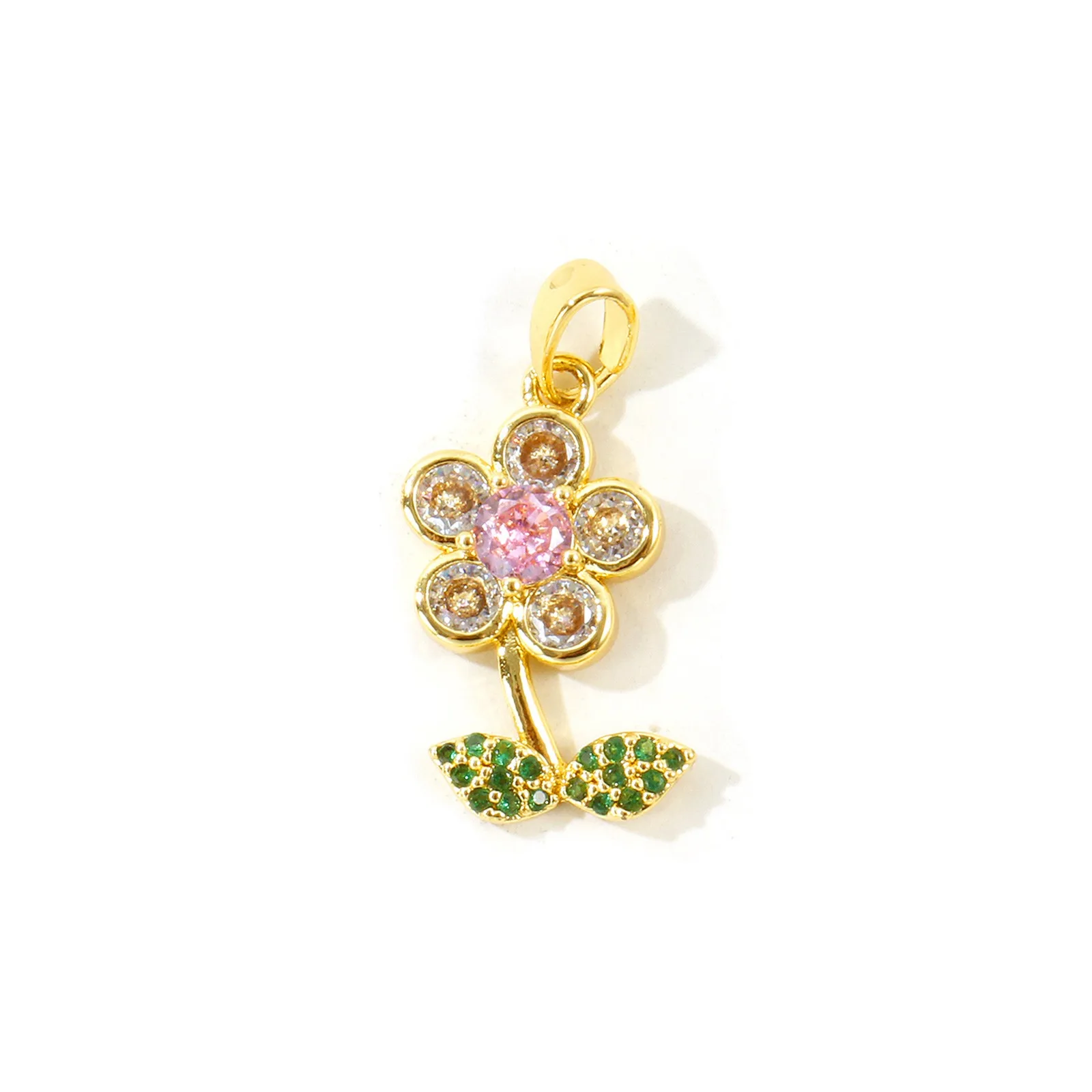 2 Stück Mini-Blumen-Schmetterlings-Libellen-Anhänger aus Zirkonia, 18K vergoldetes Messing, Anhänger für DIY-Halsketten, Schmuckherstellung, Großhandel – Detail 3