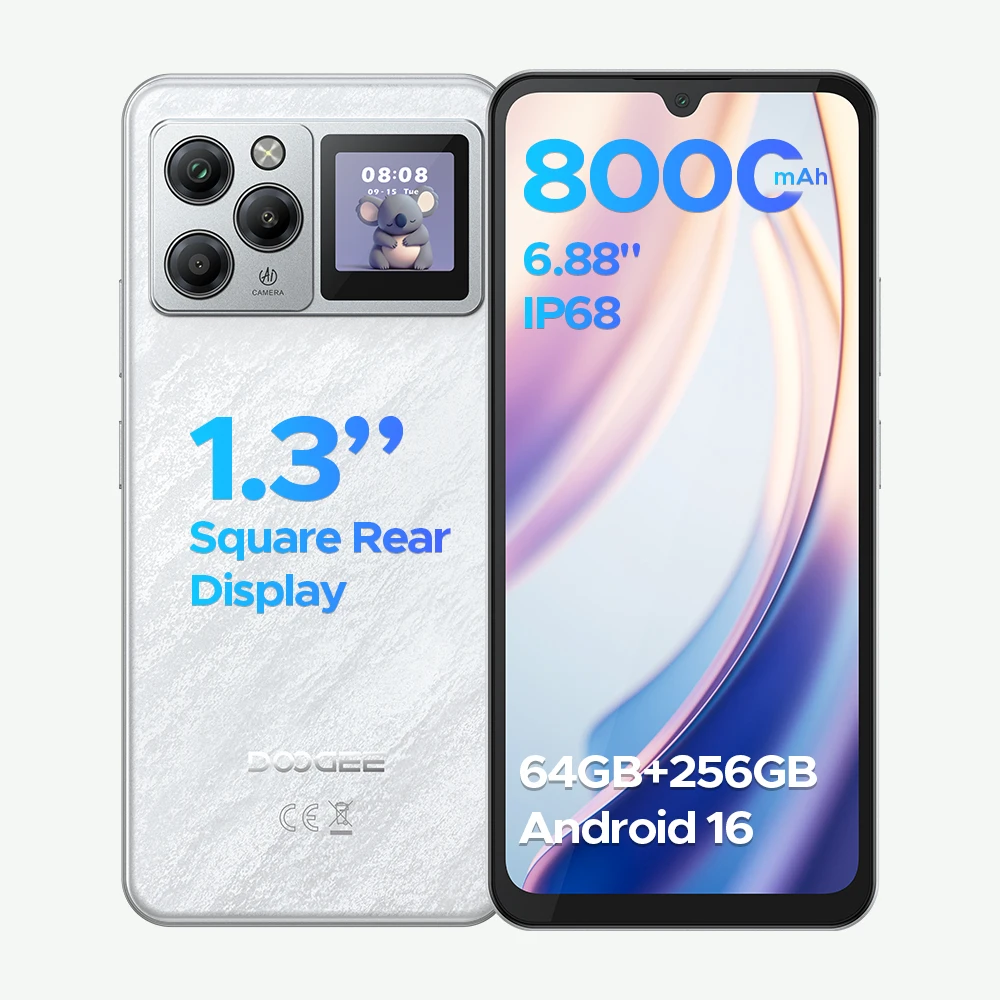 World Premiere DOOGEE M30 Pro Smartphone 1.3'' Rear Display 8000mAh 6.88'' Screen 64GB RAM(8GB+56GB) 256GB ROM Android 16 NFC