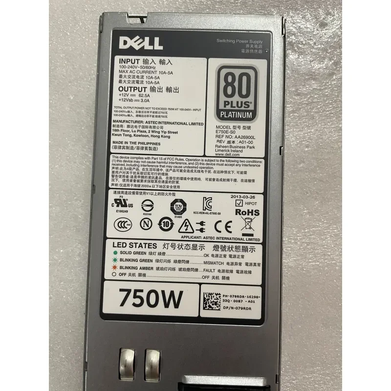 for DELL R720 R620 750W Server Power Supply D750E-