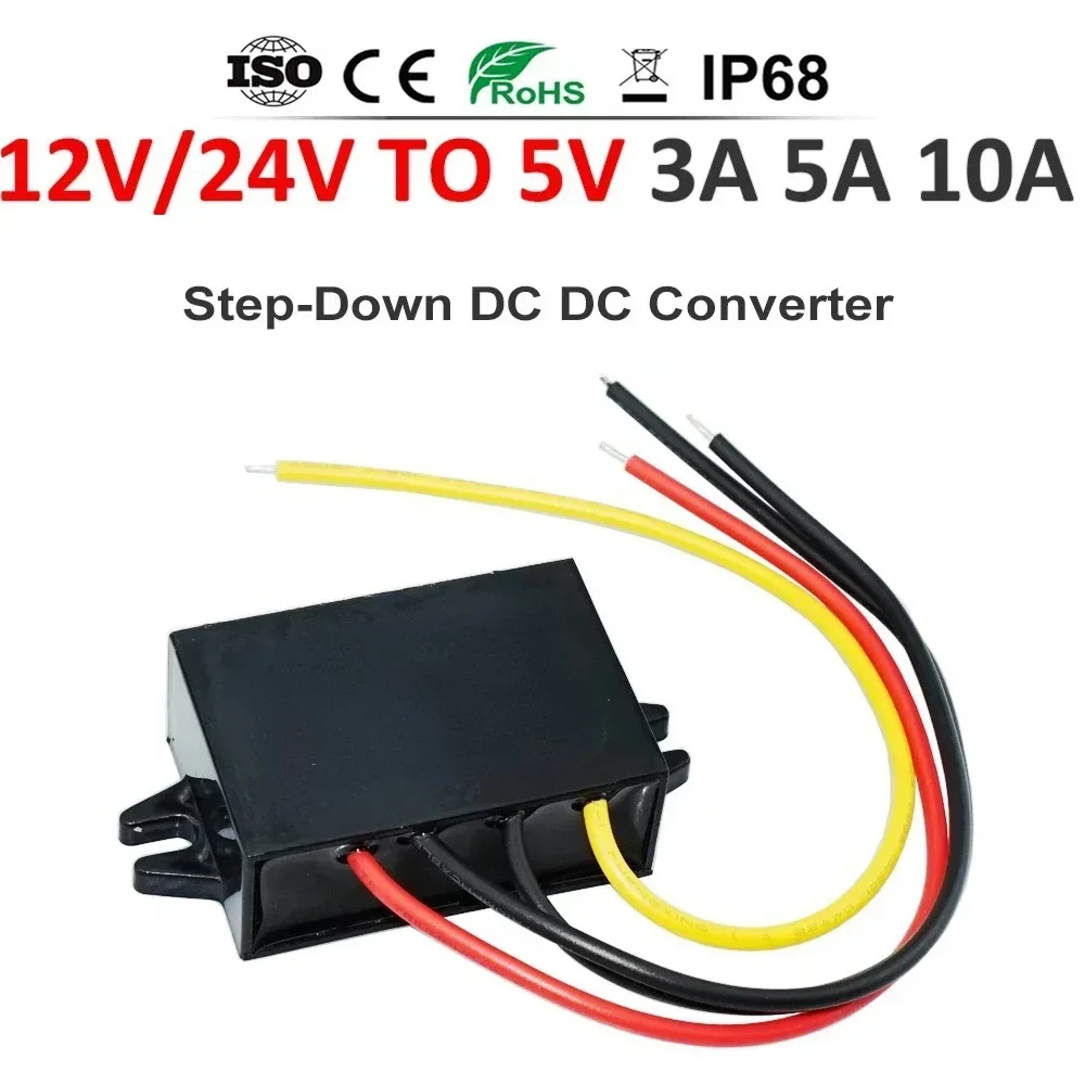 12V 24V to 5V 10A 5A 3A Regulator Step Down DC DC Converter LED Power Supply 24V 12Volt Buck to 5 Volt 8-36V Buck to 5V for Cars