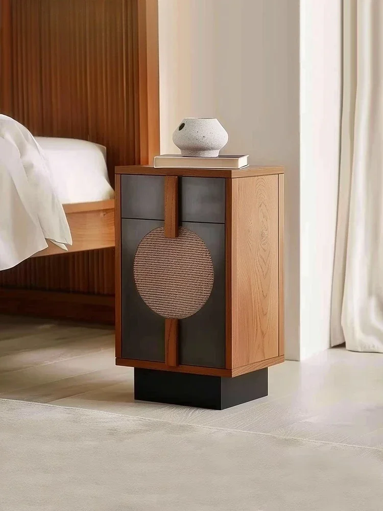 Extremely narrow bedside table,  wood movable multi-functional bed side narrow crevice small side cabinet