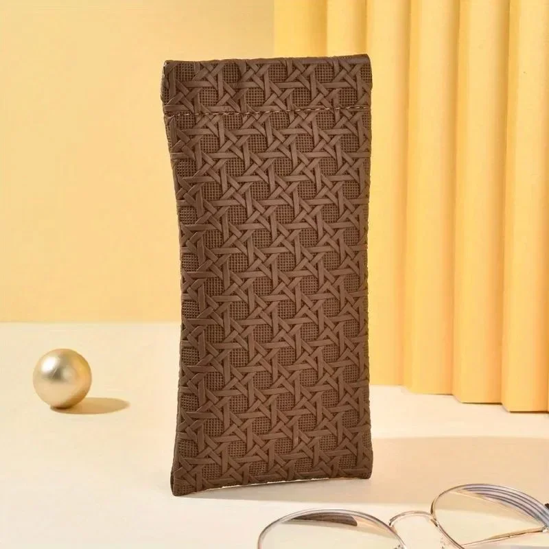 Portable Squeeze Top Sunglass Case - Leather Soft Sunglasses Case Easy To Use Eyeglasses Case Pouch