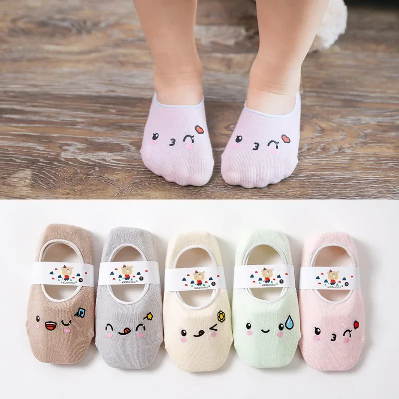 5 Pairs/lot 1 To 7 Years Cartoon Children Low Cut Floor Socks Girls Boys Toddler Summer Boat Antislip Silicone Socks Invisible