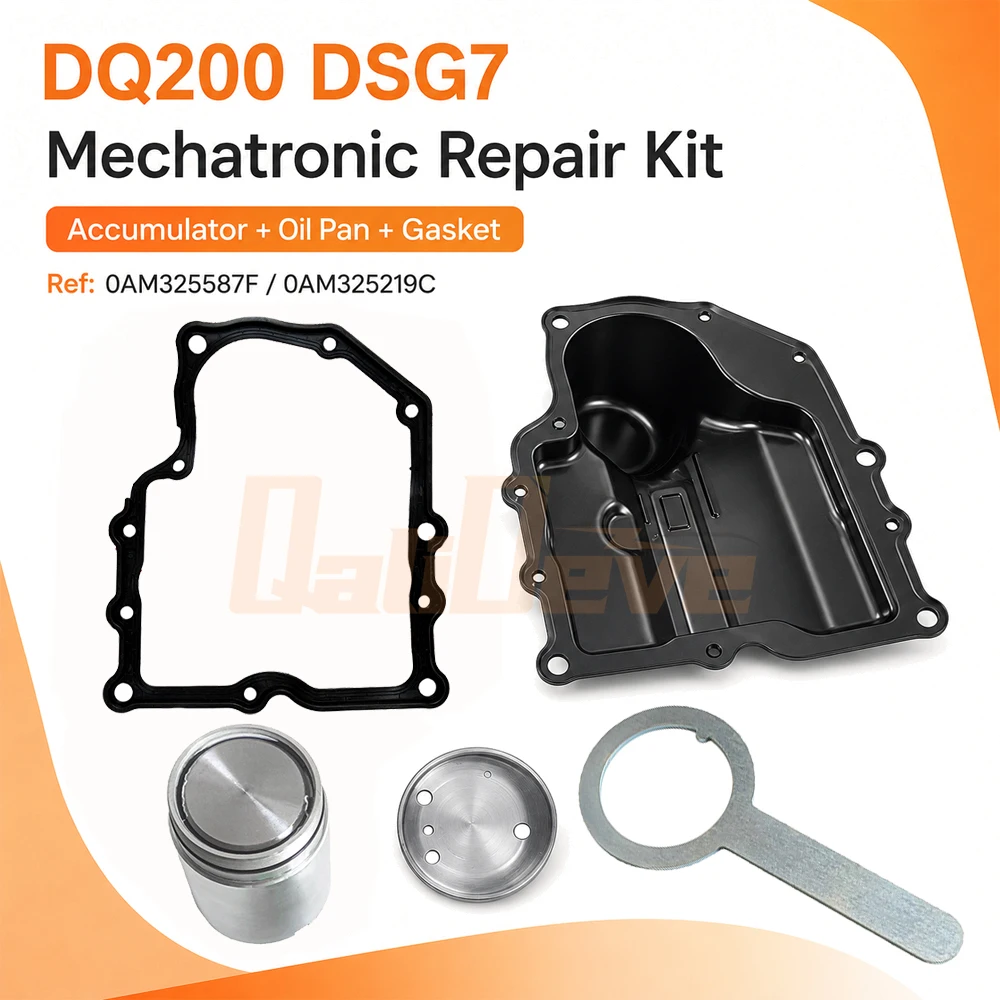 0AM325587F DQ200 DSG 7 Speed Mechatronic Oil Pan Repair Transmission Improved Accumulator Kit for VW Audi Skoda SEAT 0AM325219C