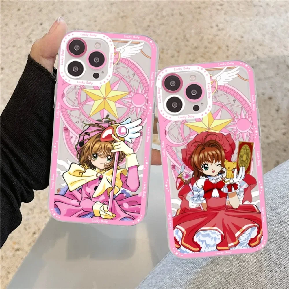 S-Sakura Cute M-Magical Girl Phone Case For iPhone 15 13 14 Pro Max XS XR 12 11 Pro 13 Mini Soft Clear Back Cover