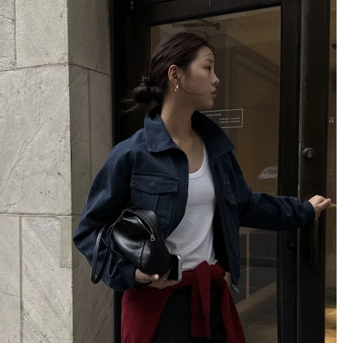 Fashionable Korean Style Zipper Pilot Jacket Women's Casual Autumn Outerwear Versatile Retro Design Standard Fit Ladies Coat