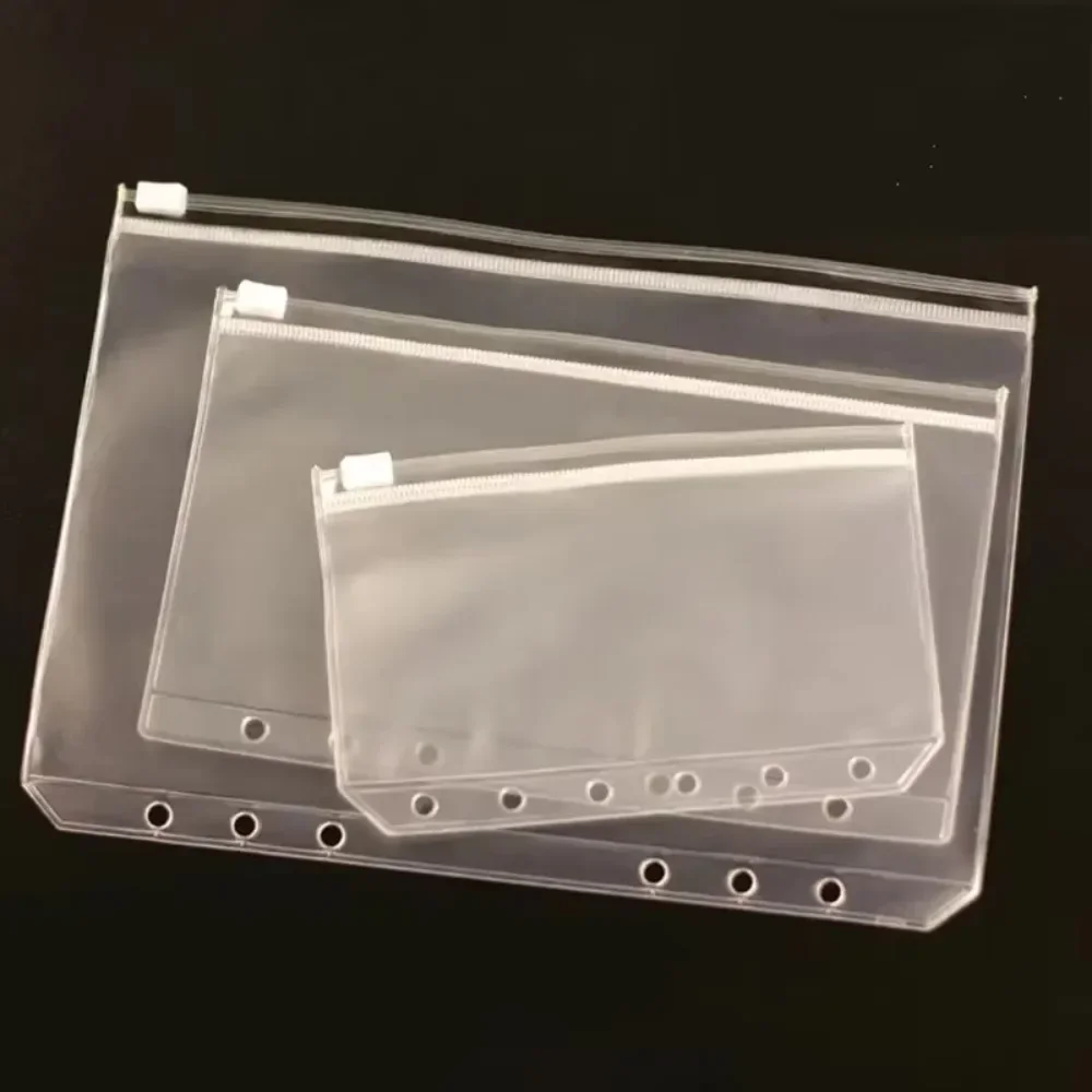 10 Peças de Bolsos com Zíper para Fichário A5 A6 A7, para Cadernos de 6 Argolas, Divisórias de Página, Bolsas de Arquivo de Documentos em PVC Impermeável