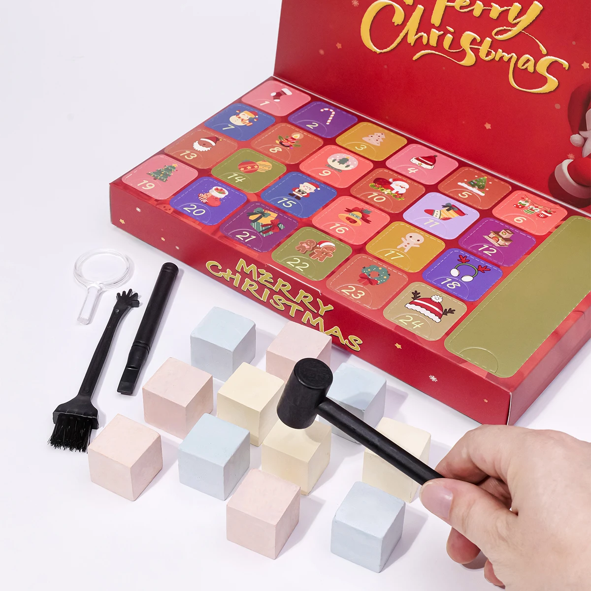 1PC Natural Crystal Tumbling Stones Kit Christmas Poke Box Adventure Mining Blind Gift for Children Customizable Set