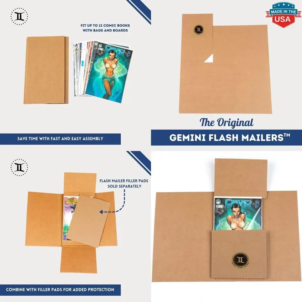 

25 упаковок почтовых конвертов для комиксов 10,75x7,5 дюймов — складные, плоские, прочные и защищающие от повреждений