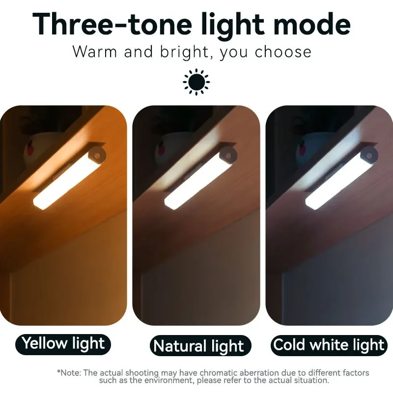 Night Lamp With Motion Sensor LED Rechargeable Movement Usb Light Strip For Room Bedside Kitchen Cabinet Table Lamp