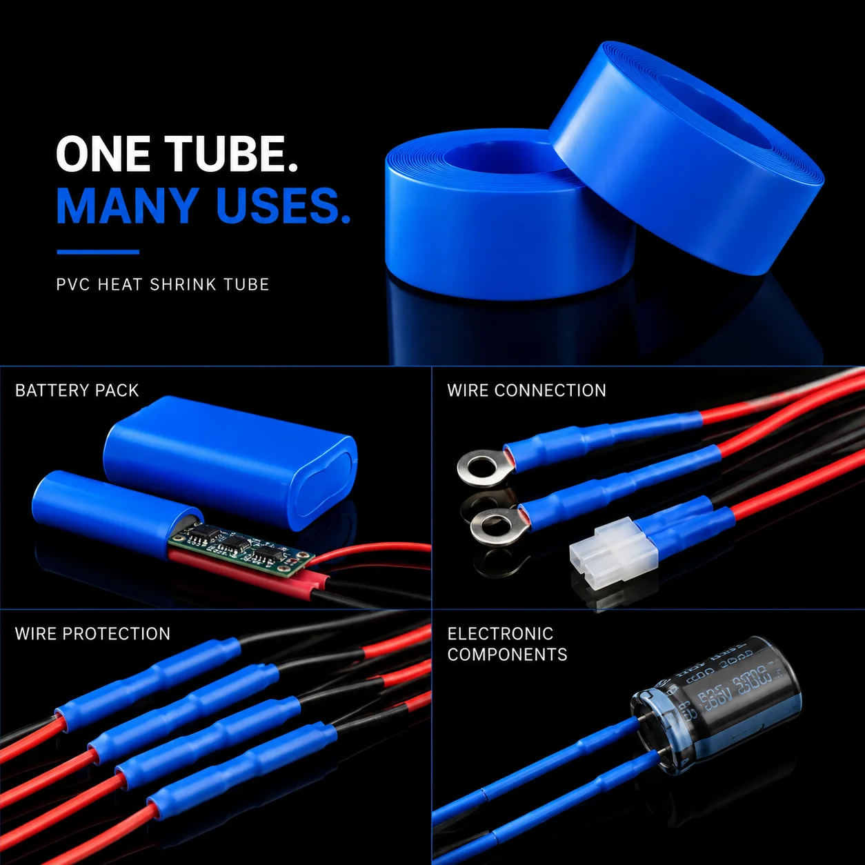 1/2/3/5/10M Blue PVC Heat Shrink Tube Width 30~300mm Oil resistant battery packaging insulation protective sleeve