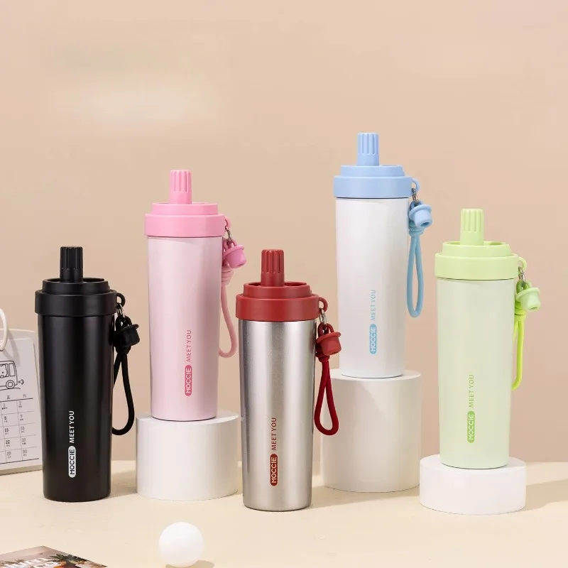700ml New Stainless Steel Insulated Bottle with Large Capacity Portable Straw Water Cup for Men and Women Car Outdoor Car Cup