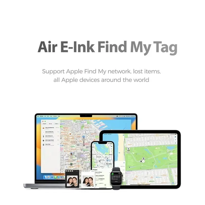 Memory Photo Transfer Screen 1.54' Inch 4 Color E-Ink Display Keychain Luggage Tag Pet Locator-【A74Z Miuai】