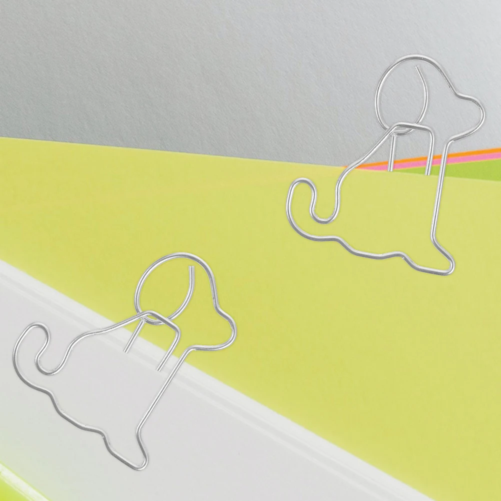100 Pcs Sitting Dog Paper Clips Office Supplies Metal Creative Shapes Bright Color Memo Photo Note File Business Card Clip