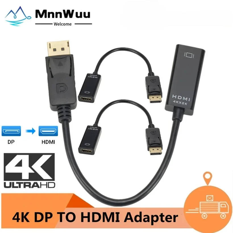 4K DisplayPort to HDMI-compatible Adapter Converter Display Port Male DP to Female HD TV Cable Adapt Video For PC TV Cable