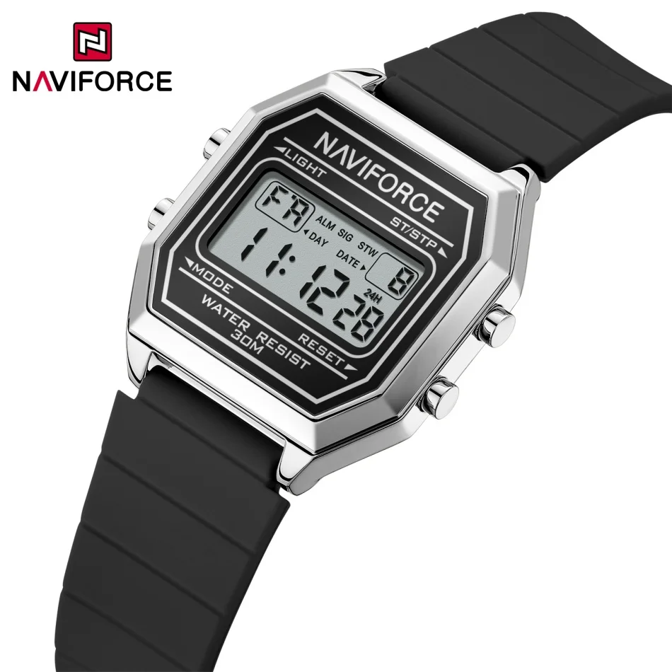 

NAVIFORCE женские цифровые часы с ЖК-дисплеем, спортивные часы с секундомером и хронографом, силиконовый ремешок, водонепроницаемые женские модные подарки, часы