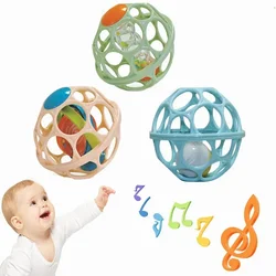 Hochet à Main avec Balle Souple pour Bébé de 0 à 12 Mois, Jouets Sensoriels pour Nouveau-né