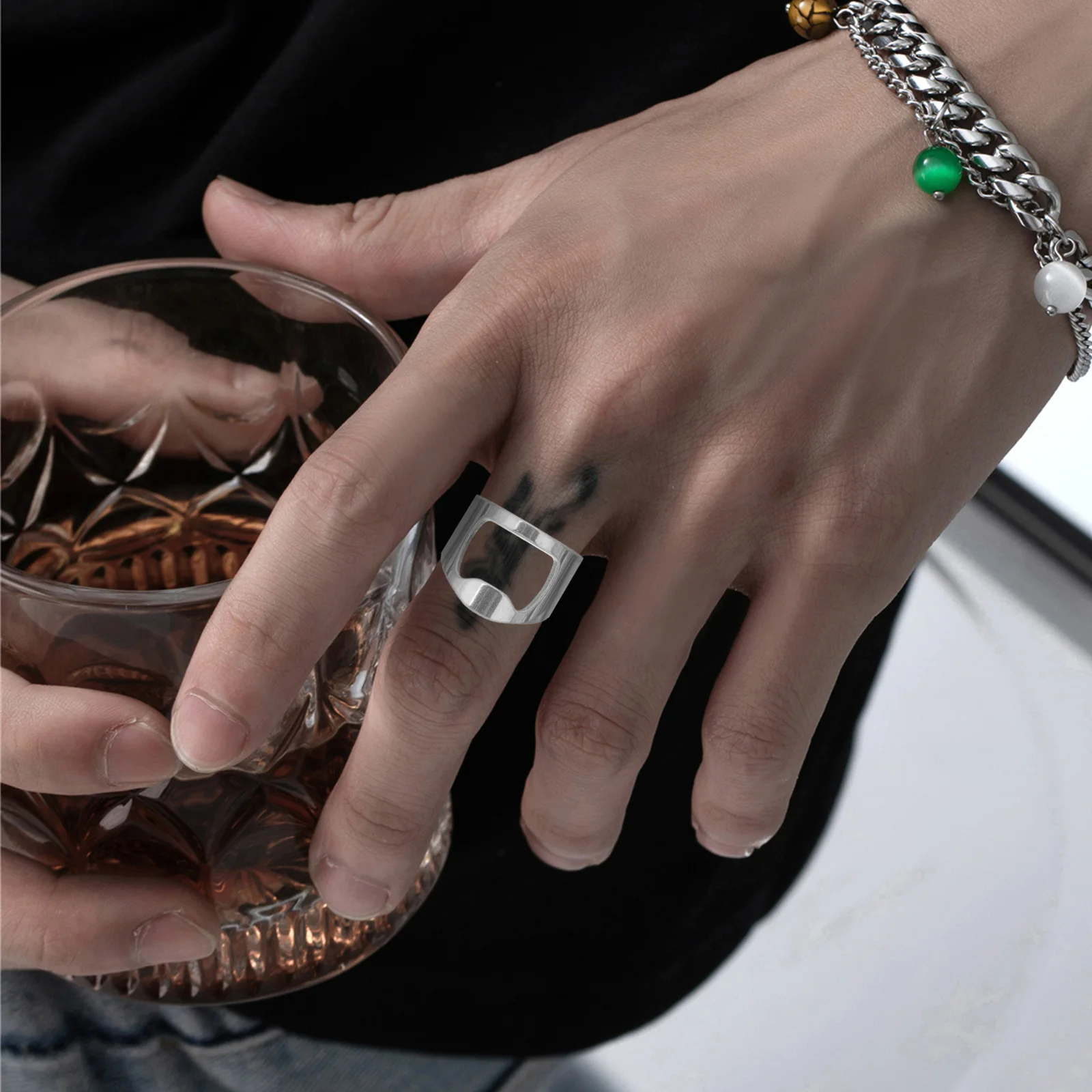 

7Pcs Bottle Opener Finger Ring Stainless Steel Portable Creative Jewelry Fashionable Beer Opener Men Decoration Practical